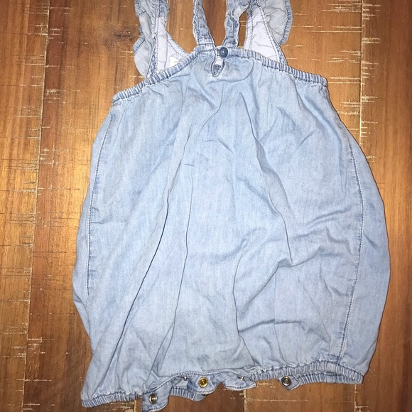 6-12 mo chambray romper with ivory embroidery - Picture 2 of 3
